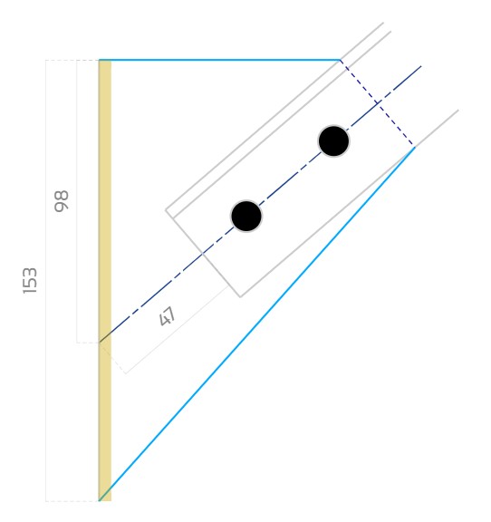 Image représentant le schéma d'un gousset de charpente métallique sur lequel est fixée une cornière de contreventement.